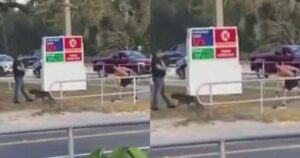 Uomo picchia il suo cane con la catena e i passanti intervengono per fermarlo